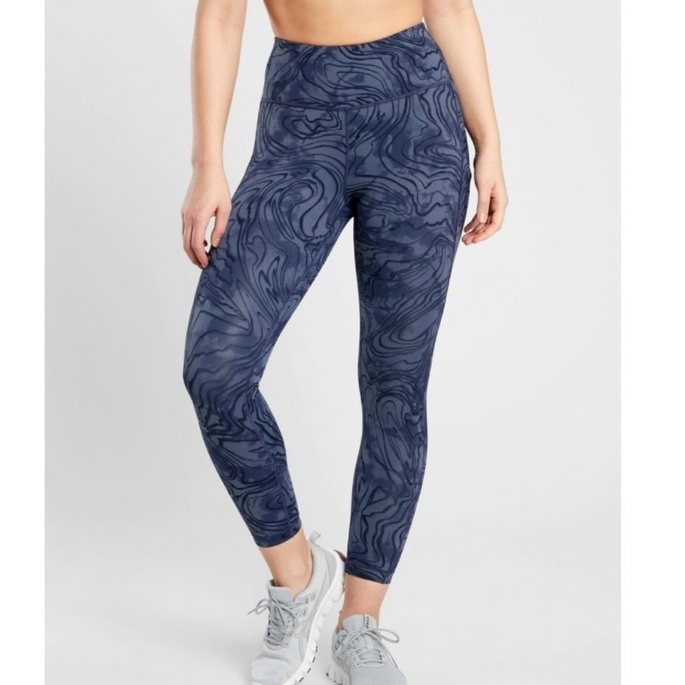 Athleta Ultimate Stash Pocket 7/8 Leggings Blue Gray Fluidity Medieval XS